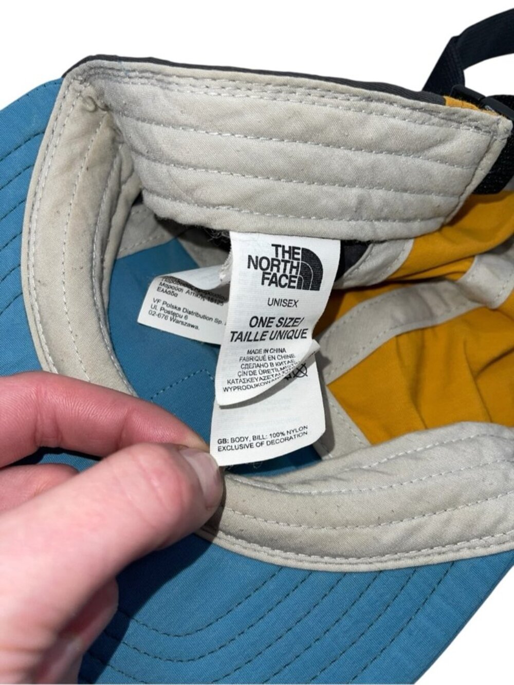 The North Face Class V TNF 5-Panel Hat Blue Yellow Grey Unisex One Size - Picture 13 of 13